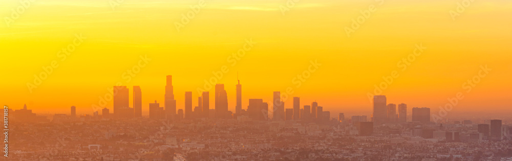 Los Angeles skyline at dusk